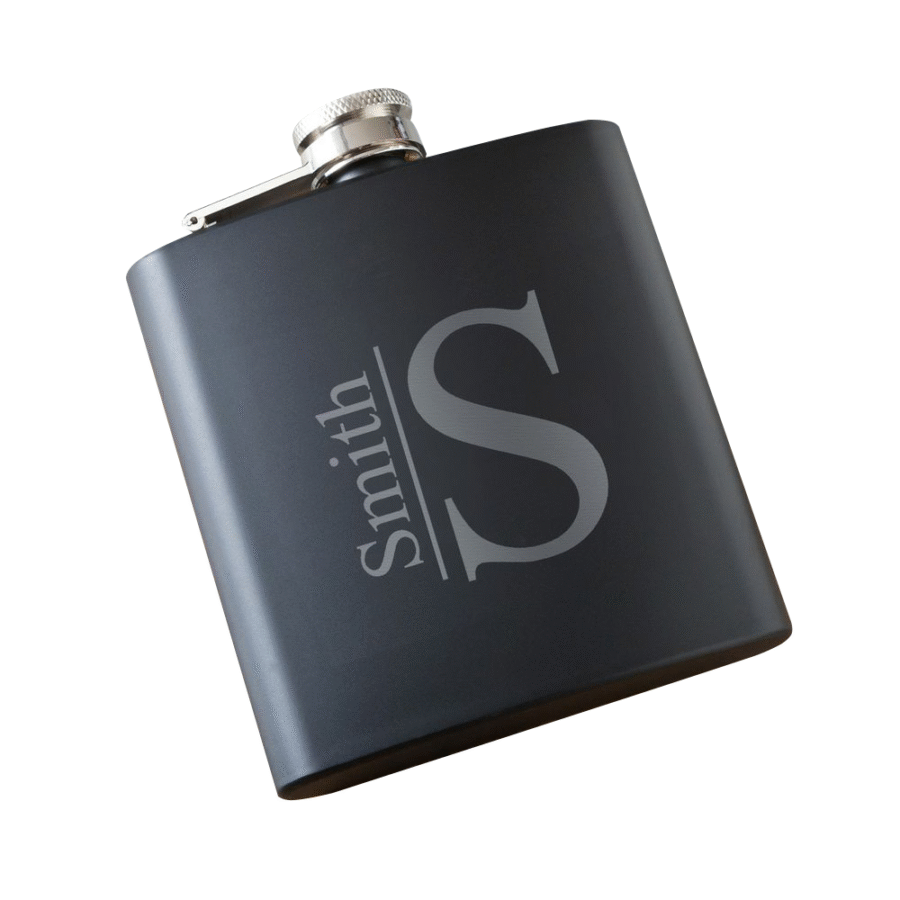 Monogrammed Black Matte Flask - Image 3