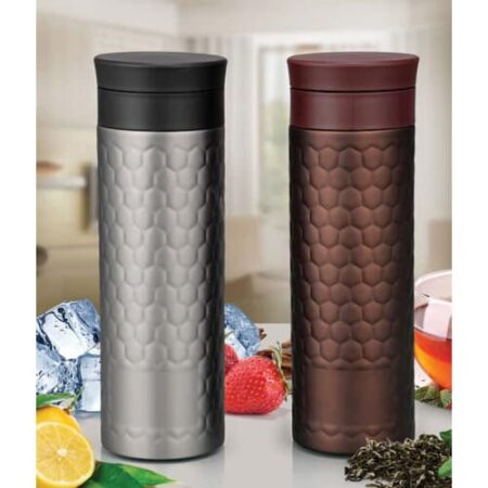 Vacuumized Tea/ Fruit infuser SS sipper in Honeycomb design (550 ml)