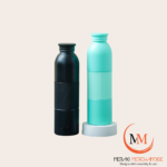Meraki GripCup matte black and teal insulated bottle with textured grip zone