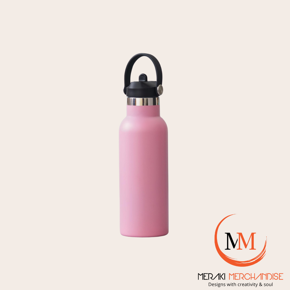 Meraki AquaFlip blush pink double wall sport bottle with flip straw