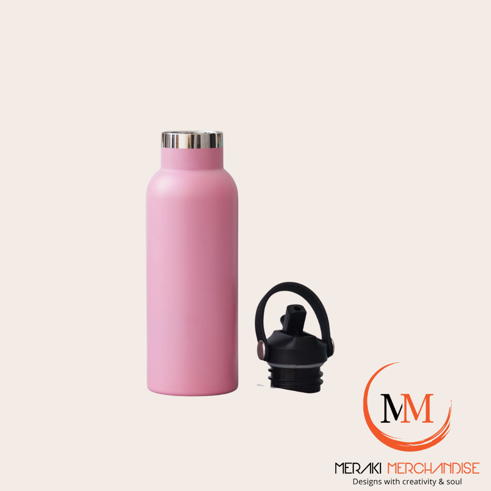 Meraki AquaFlip blush pink insulated bottle with removable straw lid