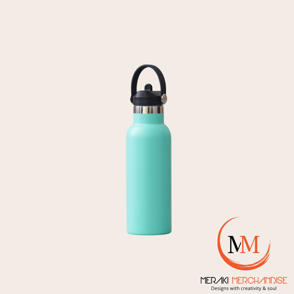 Meraki AquaFlip mint green insulated sport bottle with D-ring carry loop