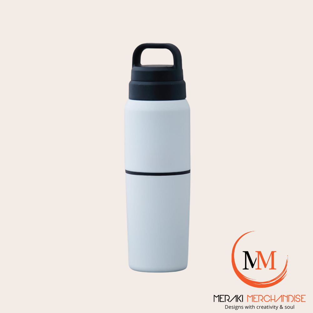 Meraki TwinVessel off white double wall insulated bottle with detachable cup assembled